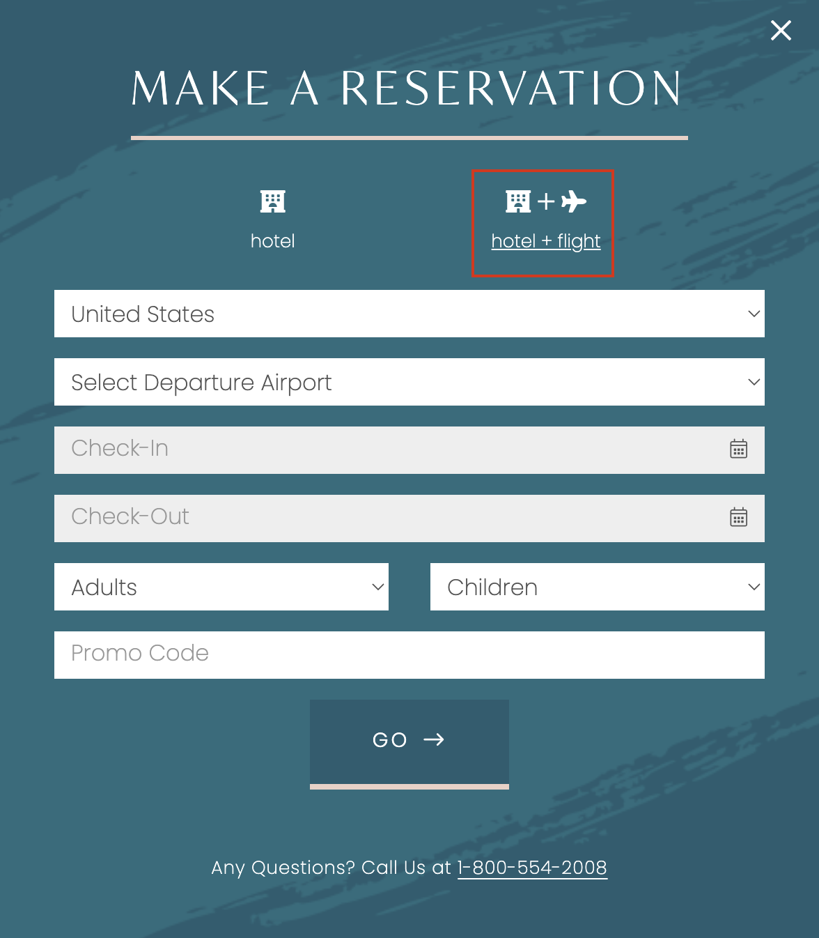 Airfare and hotel package example