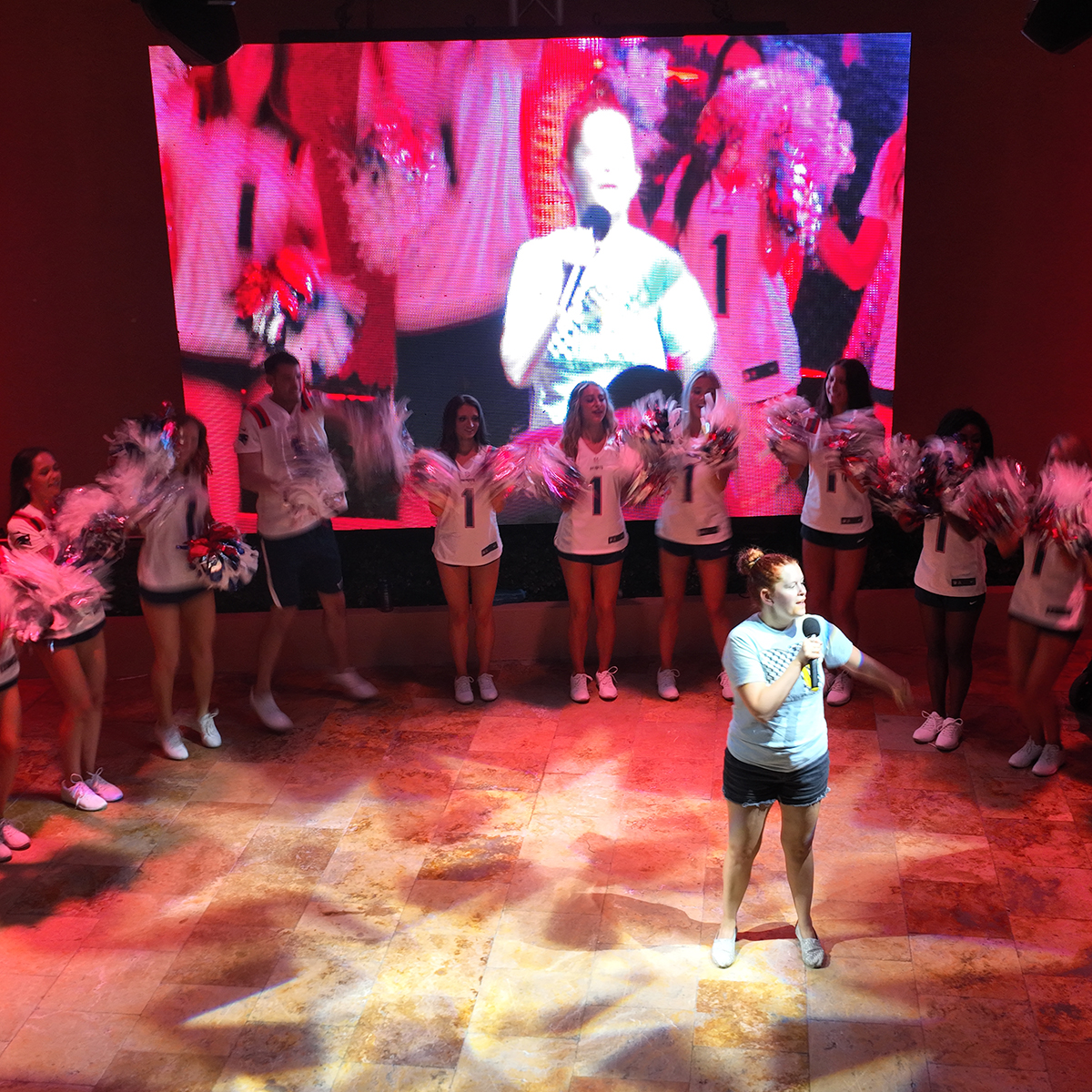 Karaoke at the Tamarijn Aruba All Inclusives with the Patriots Cheerleaders