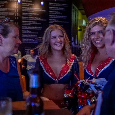 The Patriots Cheerleaders Meeting with Diners at the Fusion Restaurant in Aruba