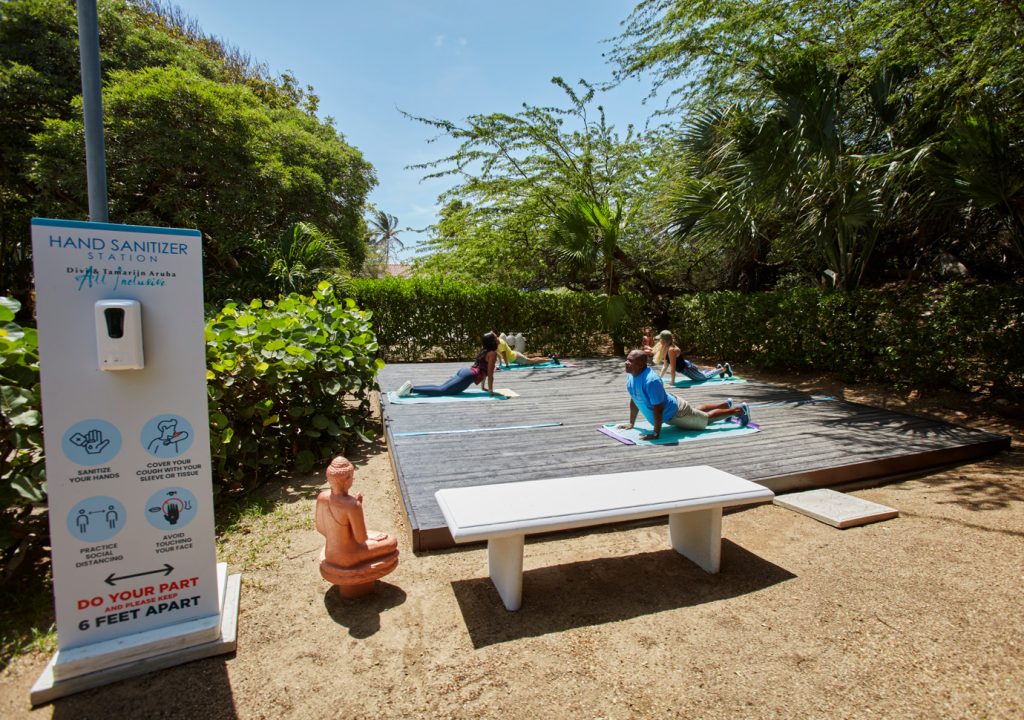 Yoga Class in the garden, Divi & Tamarijn Aruba All Inclusives